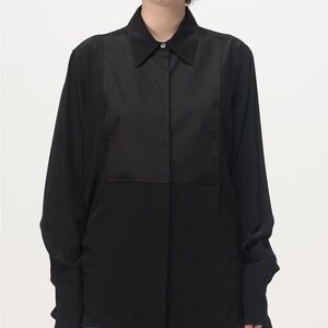 Victoria Beckham Contrast Bib Shirt in Black Size 2 NWOT